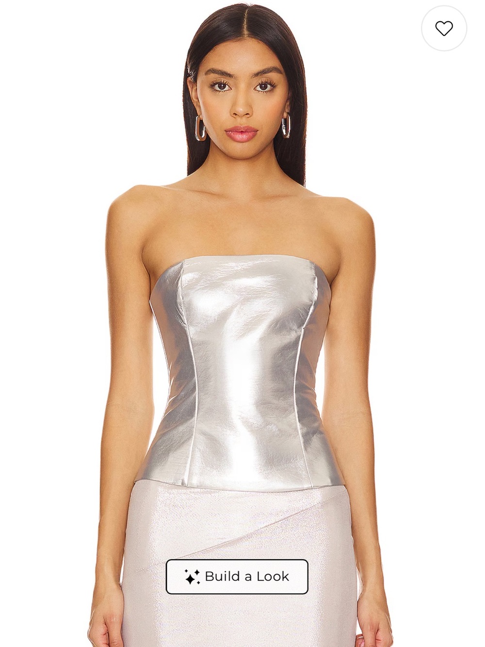Revolve Metallic Silver Strapless Corset Top